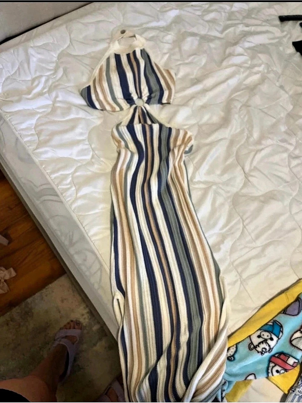 Stila Collection Striped Maxi Dress in Blue & Cream Size Small Like New
